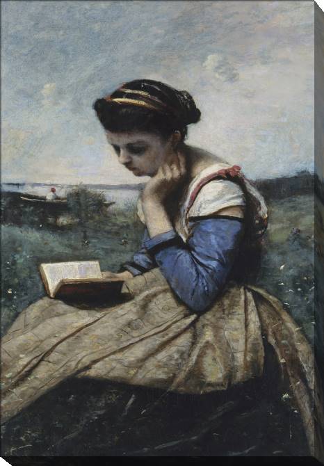 Купить и печать на заказ Картины на холсте Женщина читает (Камиль Коро)