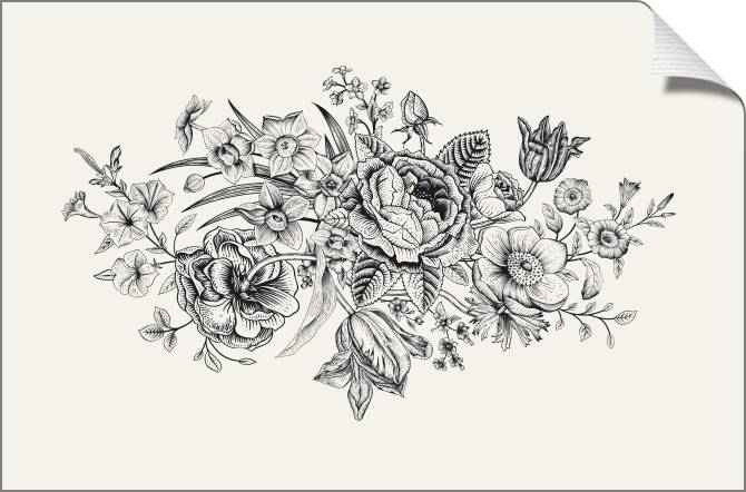 Купить и печать на заказ Картины на холсте Графичные розы