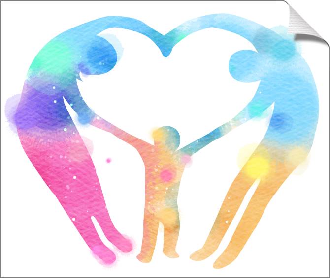 Купить и печать на заказ Картины на холсте Силуэты семьи в форме сердца