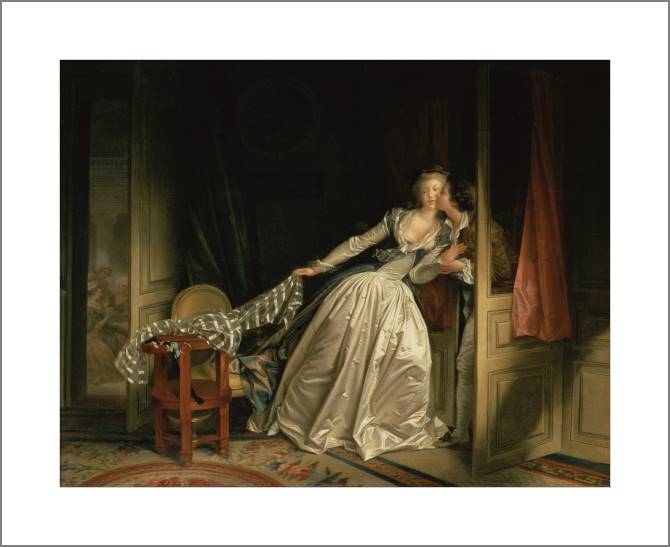 Купить и печать на заказ Картины Украденный поцелуй (Жан-Оноре Фрагонар)