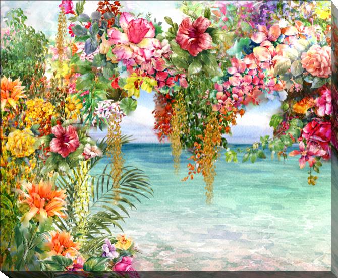 Купить и печать на заказ Картины Весенние цветы у моря