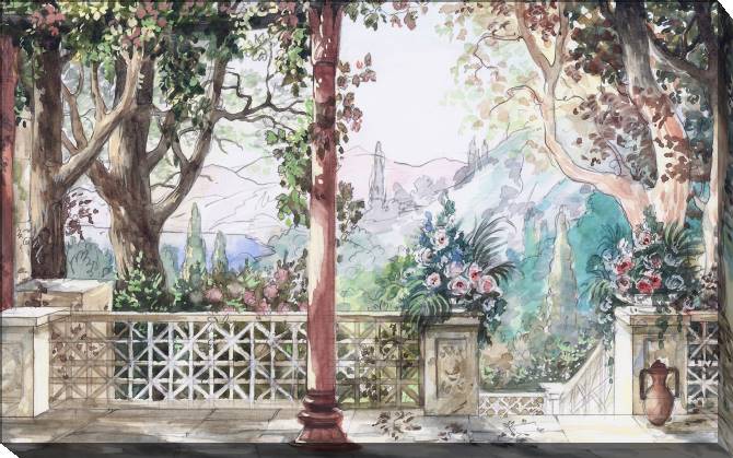 Картины на холсте Sketch a landscape and flowers