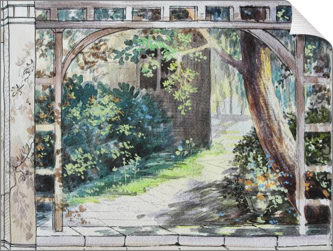 Купить и печать на заказ Картины на холсте Эскиз с перголой