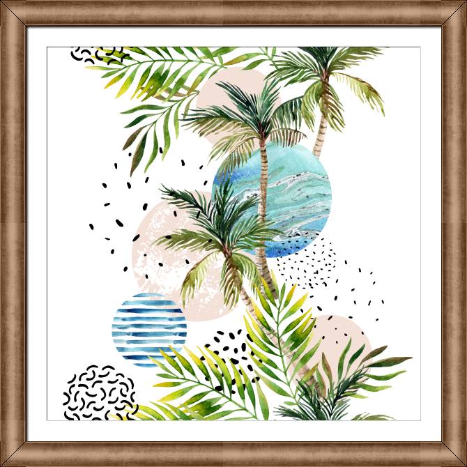 Paintings on canvas Watercolor palm trees and circles