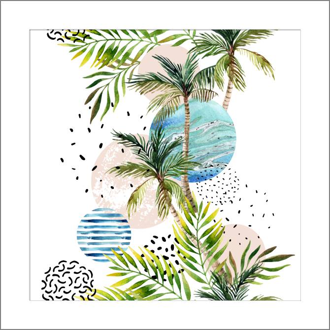 Paintings, photos from Passepartout Watercolor palm trees and circles