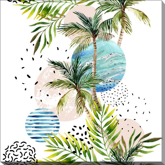 Paintings on canvas Watercolor palm trees and circles