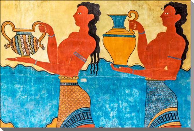 Купить и печать на заказ Картины на пластике, пеноркартоне Фреска Шествие в Кносском дворце на Крите