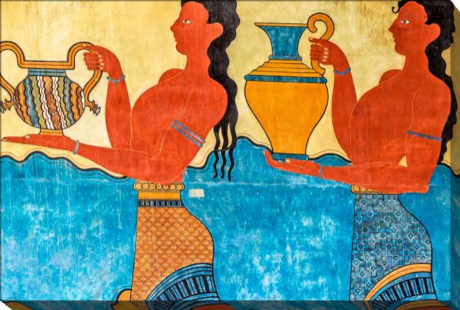 Paintings on canvas The Procession fresco at Knossos Palace on Crete