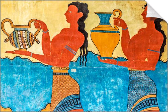 Купить и печать на заказ Картины на холсте Фреска Шествие в Кносском дворце на Крите