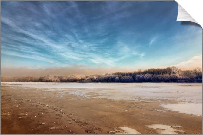 Купить и печать на заказ Картины на холсте Замерзшее озеро, Беларусь