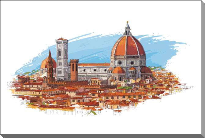 Купить и печать на заказ Картины на пластике, пеноркартоне Флоренция, Италия городской пейзаж