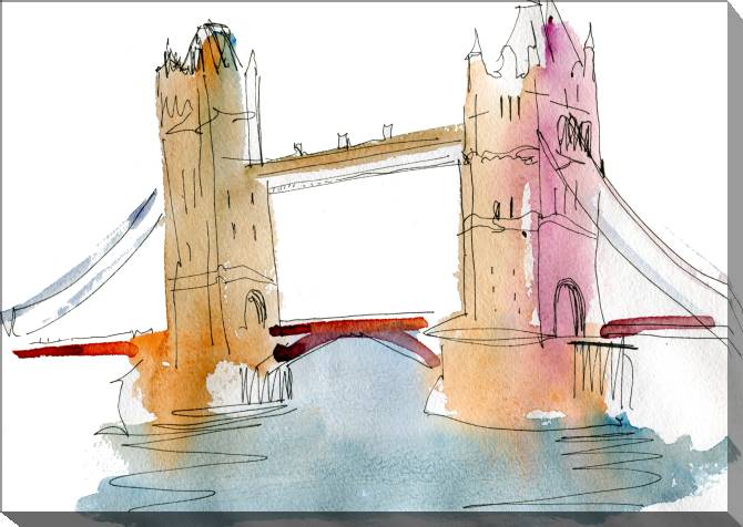 Купить и печать на заказ Картины Акварельный эскиз Лондонского моста
