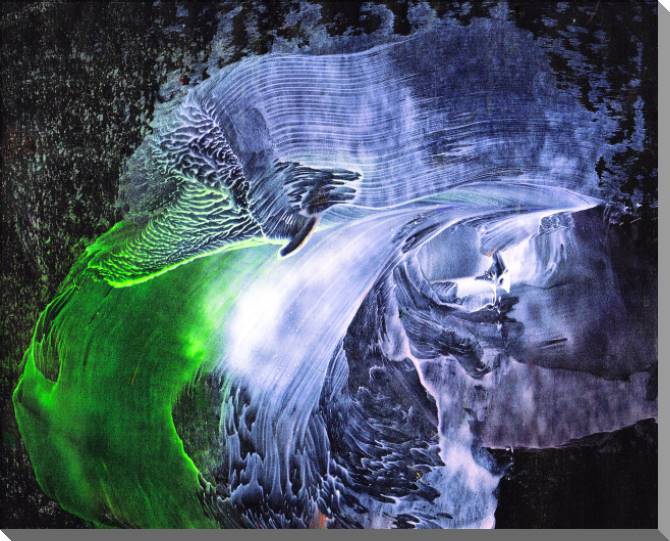 Купить и печать на заказ Картины на пластике, пеноркартоне Кислотно-зеленые мазки на темном