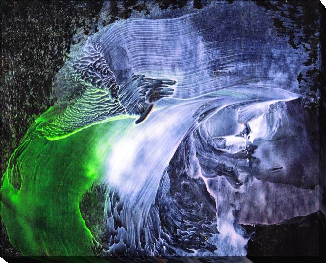 Купить и печать на заказ Картины на холсте Кислотно-зеленые мазки на темном