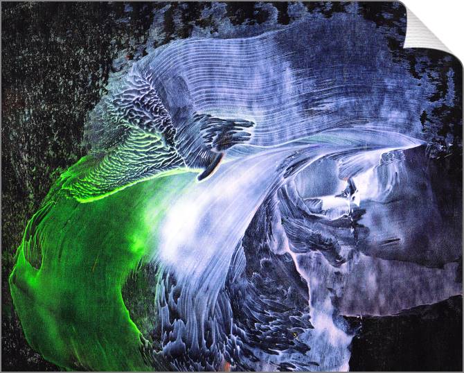 Купить и печать на заказ Картины на холсте Кислотно-зеленые мазки на темном