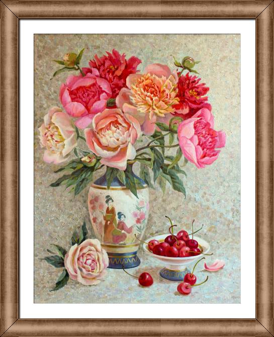 Paintings on canvas Bouquet with cherries