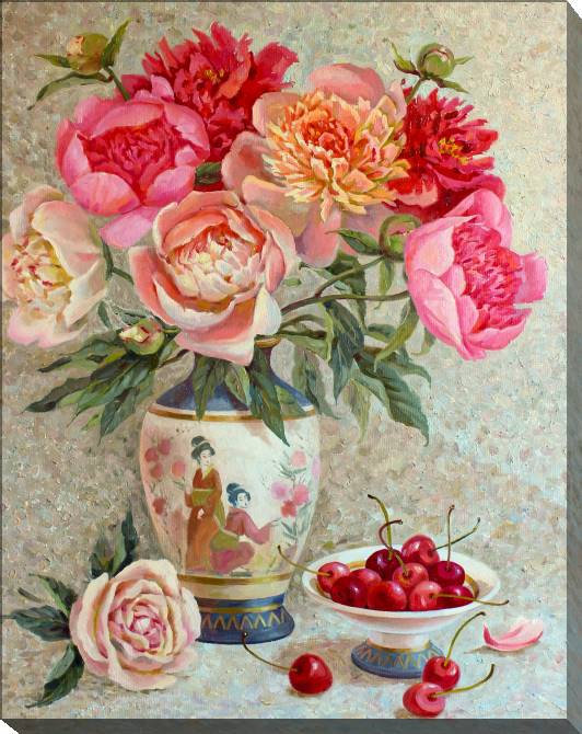 Paintings on canvas Bouquet with cherries