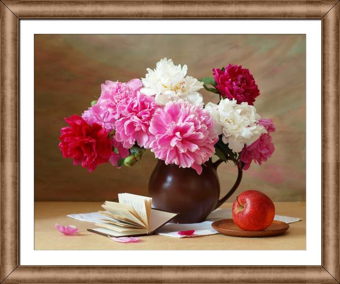 Paintings on canvas Photo bouquet of peonies