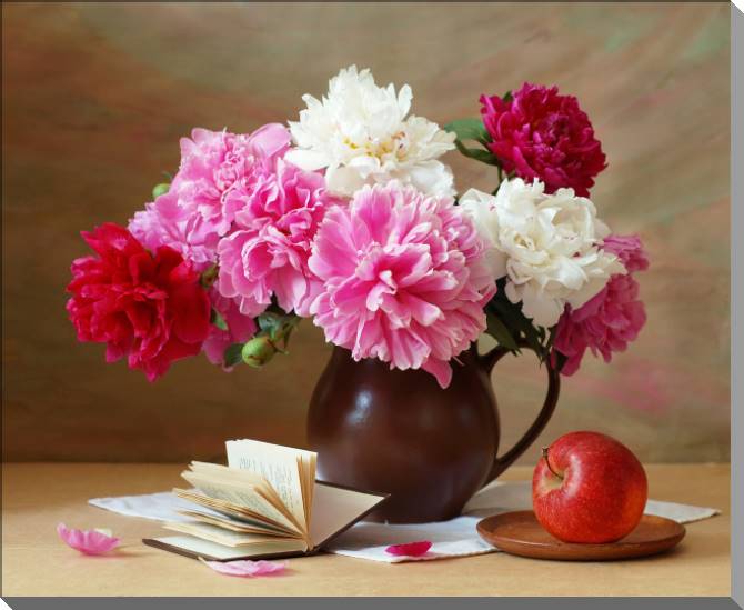 Купить и печать на заказ Картины на пластике, пеноркартоне Фото букет пионов