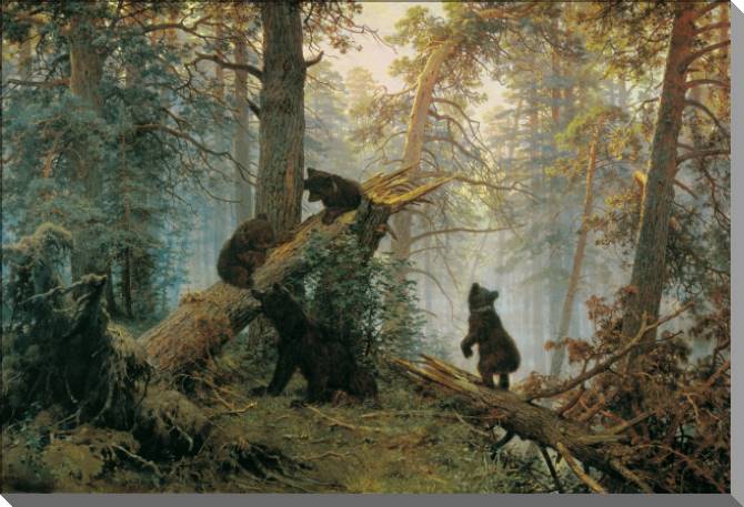 Купить и печать на заказ Картины на пластике, пеноркартоне Утро в сосновом лесу