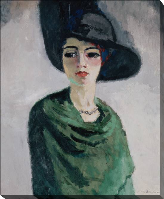 Paintings on canvas Woman in black hat (Kees van Dongen)