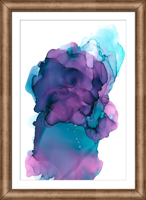 Paintings on canvas Purple-blue ink on a white background