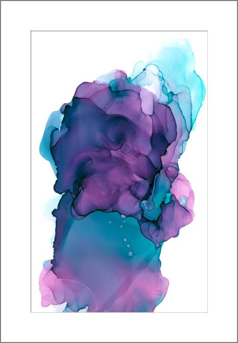 Купить и печать на заказ Картины, фото с паспарту Фиолетово-голубе чернила на белом фоне