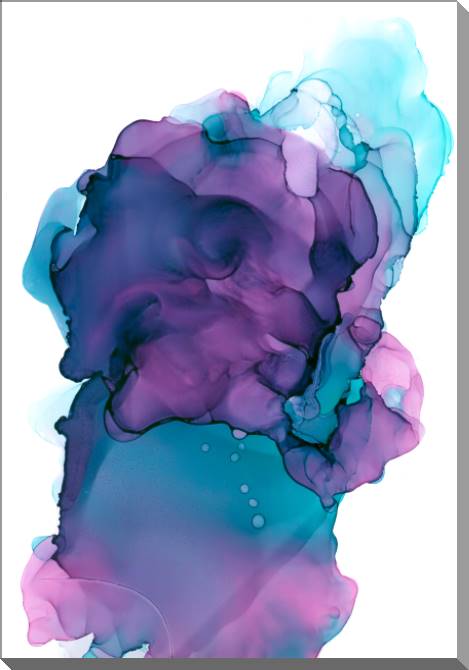 Купить и печать на заказ Картины на пластике, пеноркартоне Фиолетово-голубе чернила на белом фоне