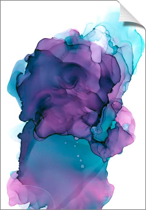 Купить и печать на заказ Картины на холсте Фиолетово-голубе чернила на белом фоне