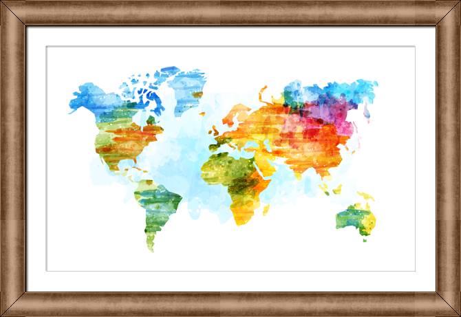 Paintings on canvas Colored vector map