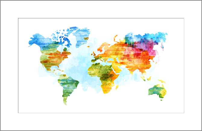 Купить и печать на заказ Картины, фото с паспарту Разноцветная векторная карта