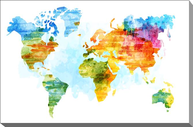 Купить и печать на заказ Картины на холсте Разноцветная векторная карта