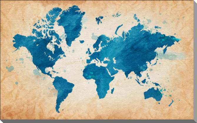 Купить и печать на заказ Картины на пластике, пеноркартоне Карта мира на ретро фоне
