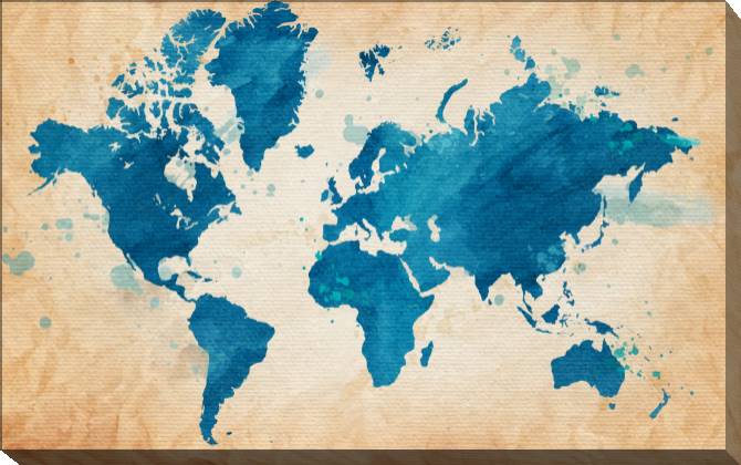 Paintings on canvas World map on retro background