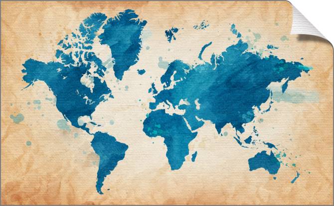 Купить и печать на заказ Картины на холсте Карта мира на ретро фоне