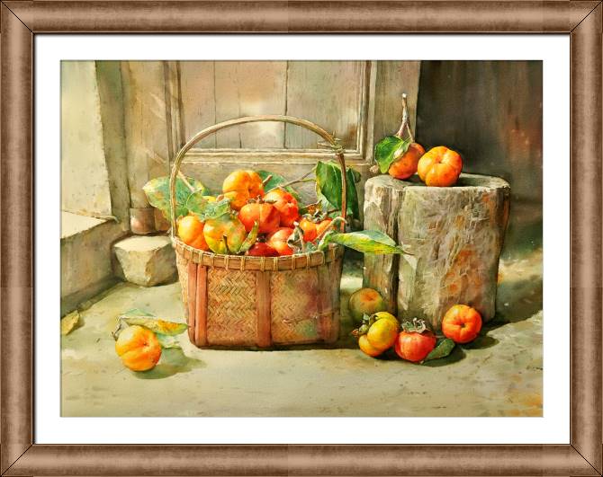 Paintings on canvas Persimmon in basket