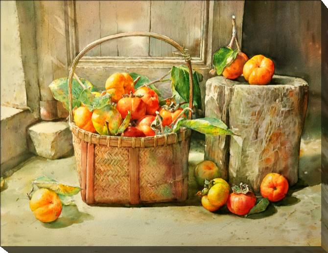 Paintings on canvas Persimmon in basket