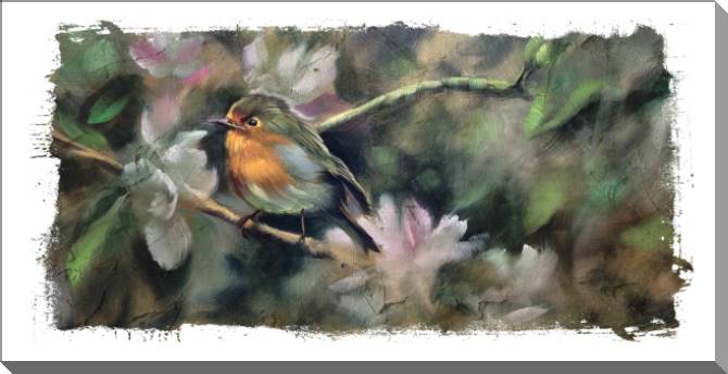 Купить и печать на заказ Картины на пластике, пеноркартоне Птичка живопись с текстурой