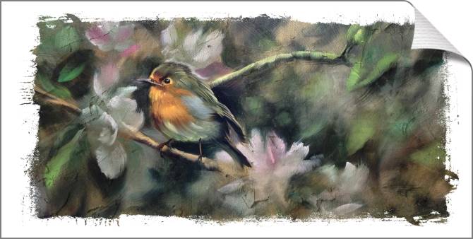 Купить и печать на заказ Картины на холсте Птичка живопись с текстурой