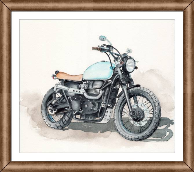 Paintings on canvas Watercolor painting of a motorcycle