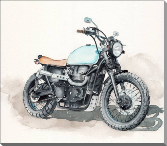Купить и печать на заказ Картины на пластике, пеноркартоне Акварельный рисунок мотоцикла