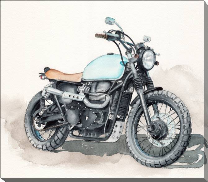 Paintings on canvas Watercolor painting of a motorcycle