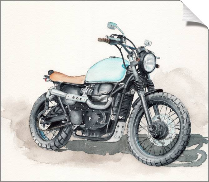 Купить и печать на заказ Картины на холсте Акварельный рисунок мотоцикла