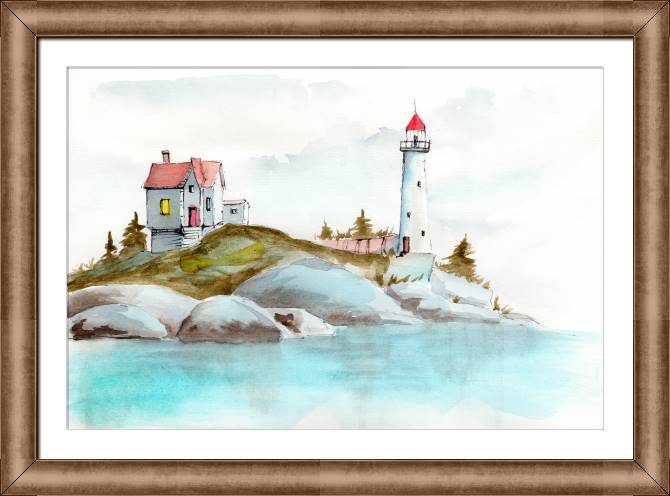 Paintings on canvas Lighthouse and a house on the shore