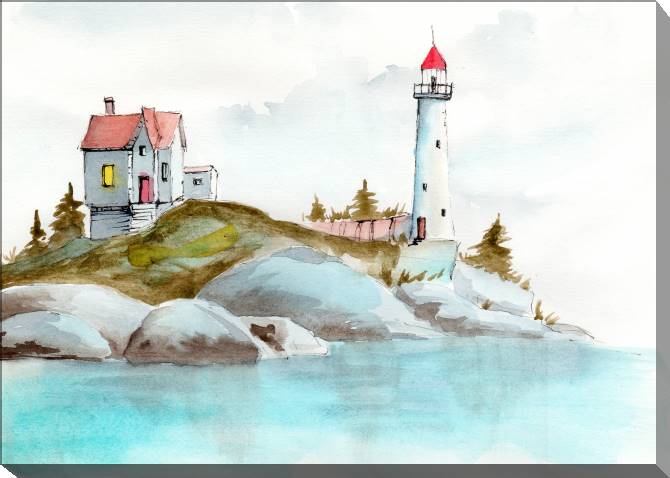 Paintings on canvas Lighthouse and a house on the shore