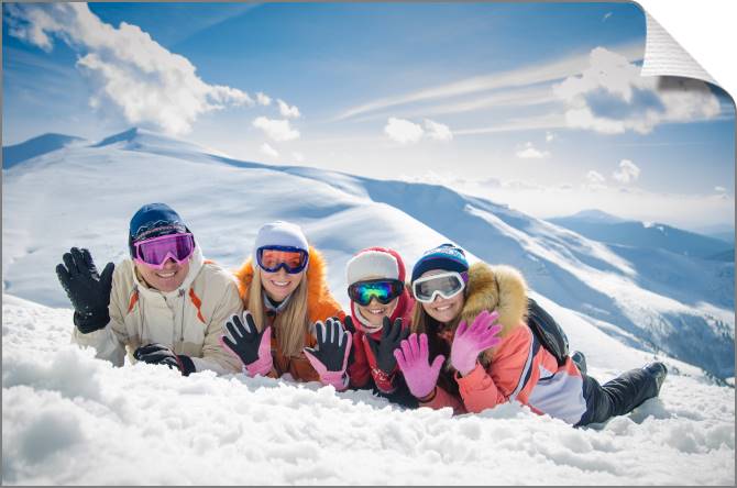 Купить и печать на заказ Картины на холсте Семья на горнолыжном курорте