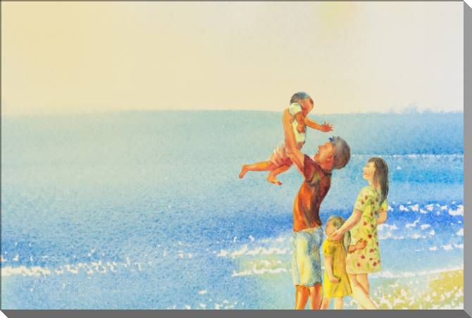 Купить и печать на заказ Картины на пластике, пеноркартоне Семья акварельный рисунок