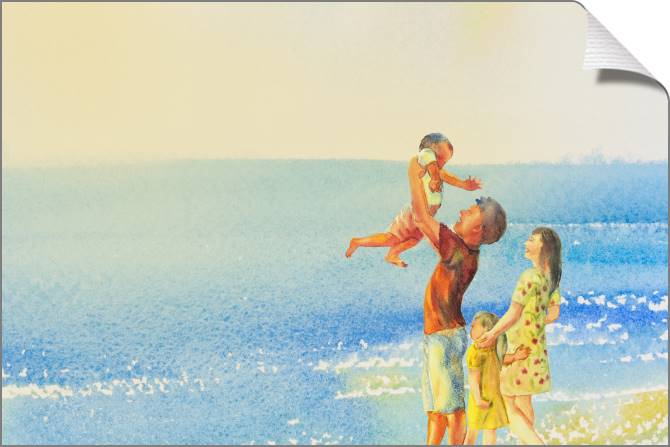 Купить и печать на заказ Картины на холсте Семья акварельный рисунок