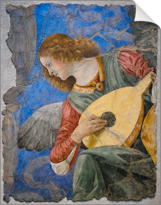 Купить и печать на заказ Картины на холсте Ангел играет на инструменте фреска