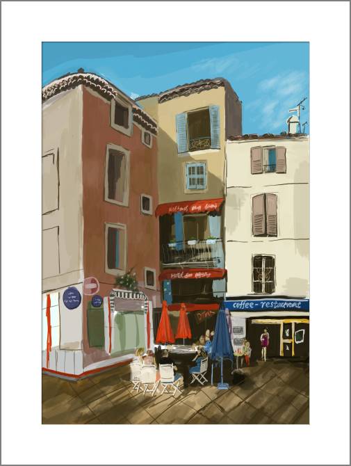 Купить и печать на заказ Картины, фото с паспарту Кофейня цифровое искусство